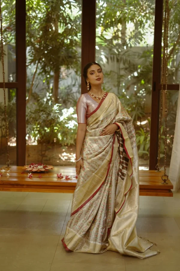 Silver Tissue Saree - Image 2