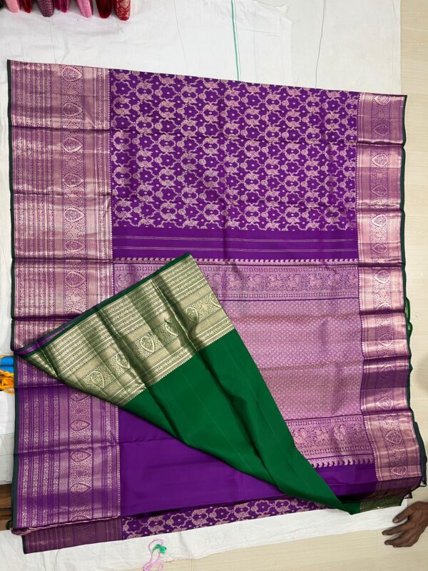 KANJEEVARAM PURE SILK BROCADE DESIGNER SAREE - Image 4