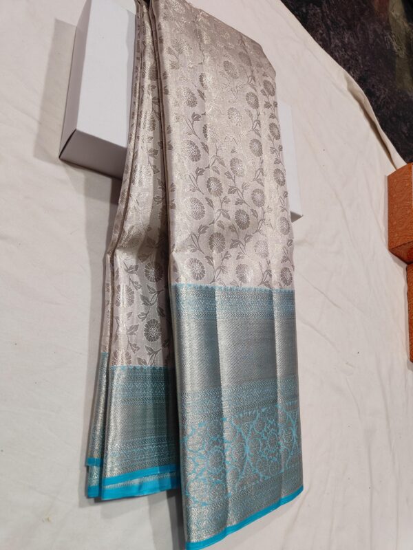 KANJEEVARAM BEAUTIFUL SILVER ZARI PASTEL COLOUR SAREES - Image 2