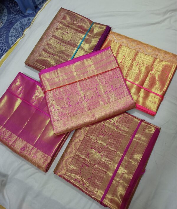 KANJEEVARAM PURE SILK BROCADE ROSE GOLD SAREES