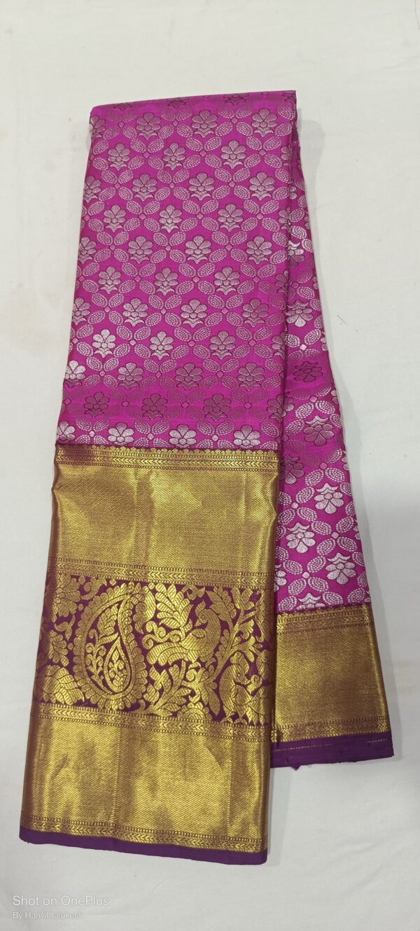 KANJEEVARAM PURE SILK BEAUTIFUL PINK SHADE SAREES - Image 3