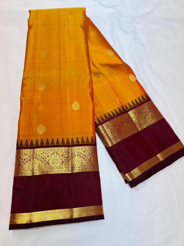 KANJEEVARAM PURE SILK BUTTA AND TEMPLE BORDER SAREES - Image 4