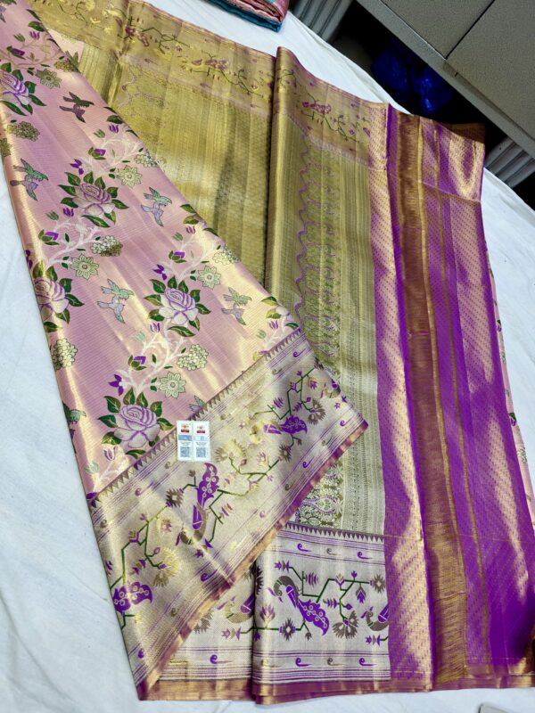 KANJEEVARAM TISSUE FLORAL DESIGN SAREE - Image 3