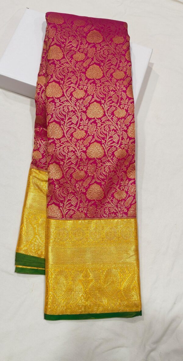 KANJEEVARAM BROCADE PURE SILK EXCLUSIVE KUTTU BORDER SAREES - Image 4