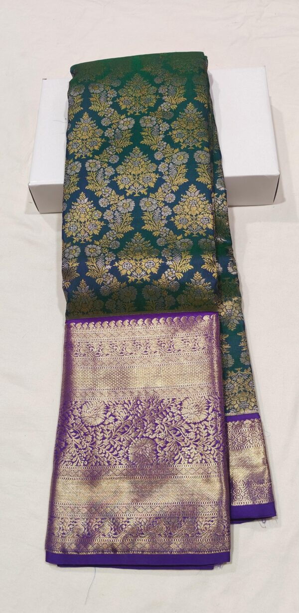 KANJEEVARAM BROCADE PURE SILK EXCLUSIVE KUTTU BORDER SAREES - Image 2