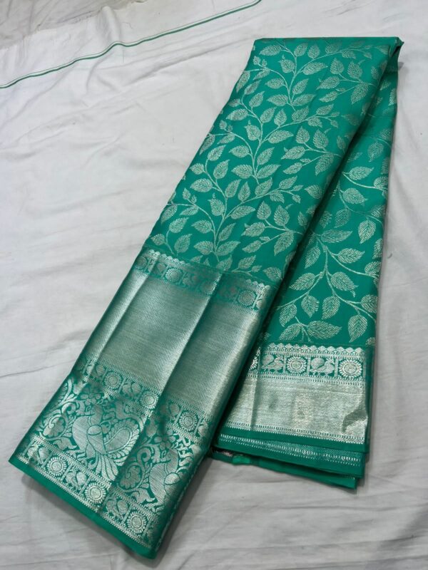 KANJEEVARAM PURE SILK BROCADE LEAF DESIGN SAREE