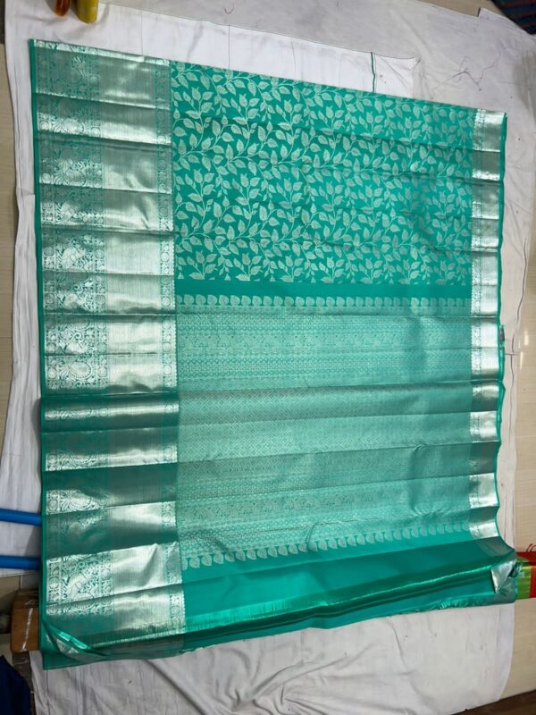 KANJEEVARAM PURE SILK BROCADE LEAF DESIGN SAREE - Image 3