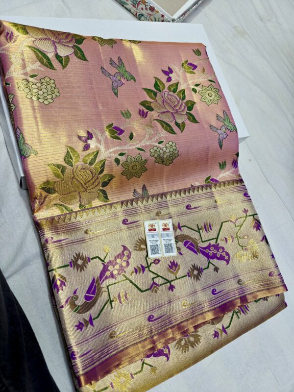 KANJEEVARAM TISSUE FLORAL DESIGN SAREE