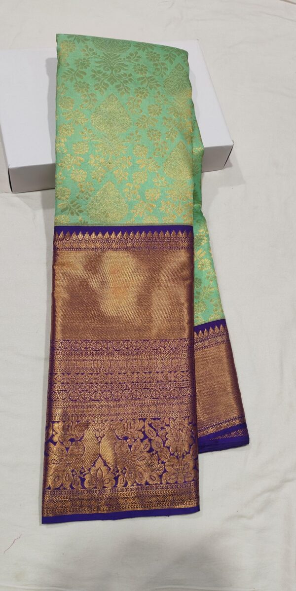 KANJEEVARAM BROCADE PURE SILK EXCLUSIVE KUTTU BORDER SAREES - Image 5